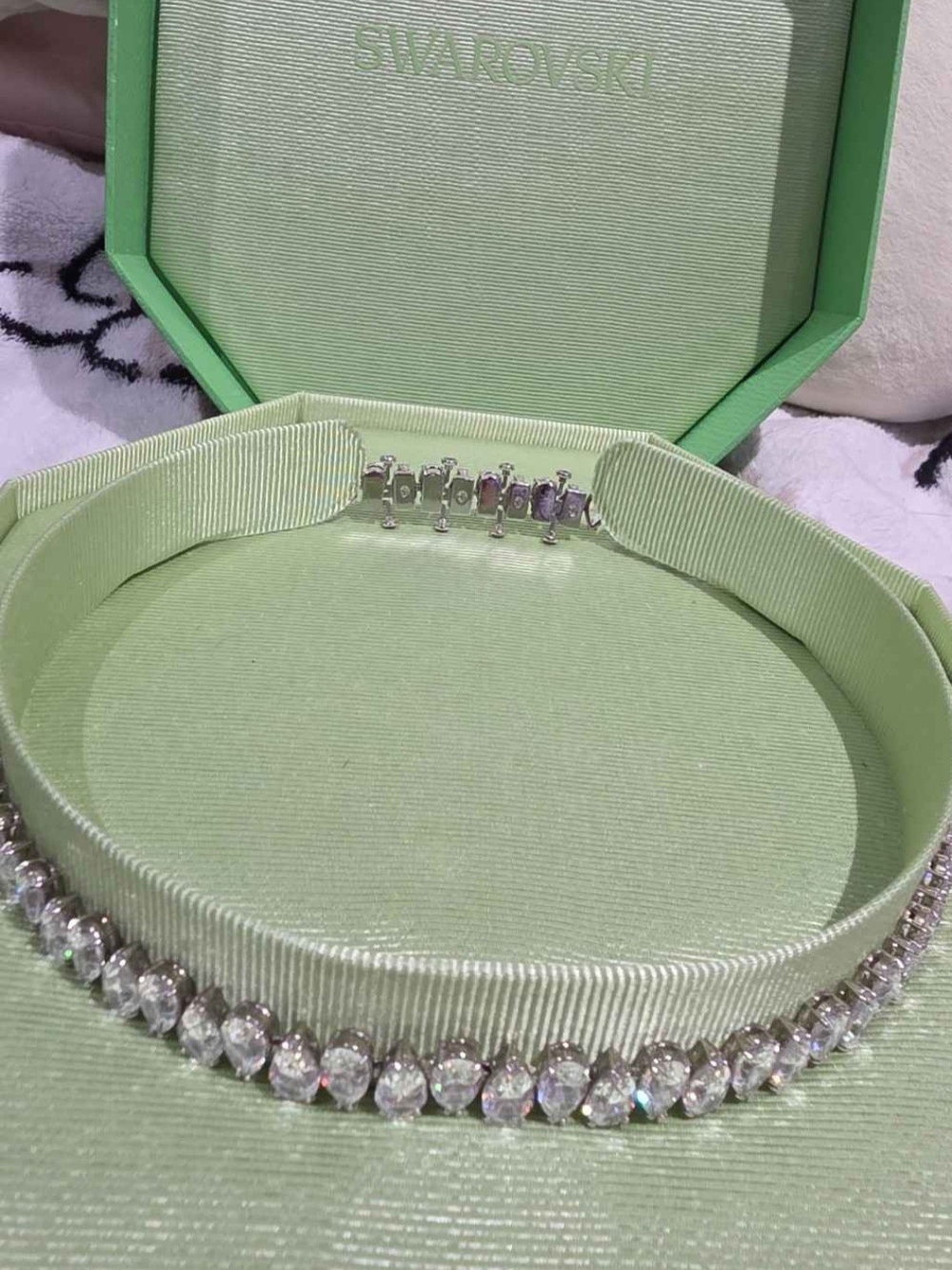 Swarovski Crystal Tennis Necklace in Clear Silver